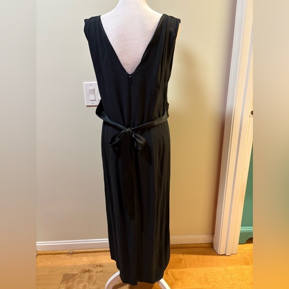 Jigsaw England maxi dress satin crepe sleeveless tie back sz 6 black - Picture 2 of 6